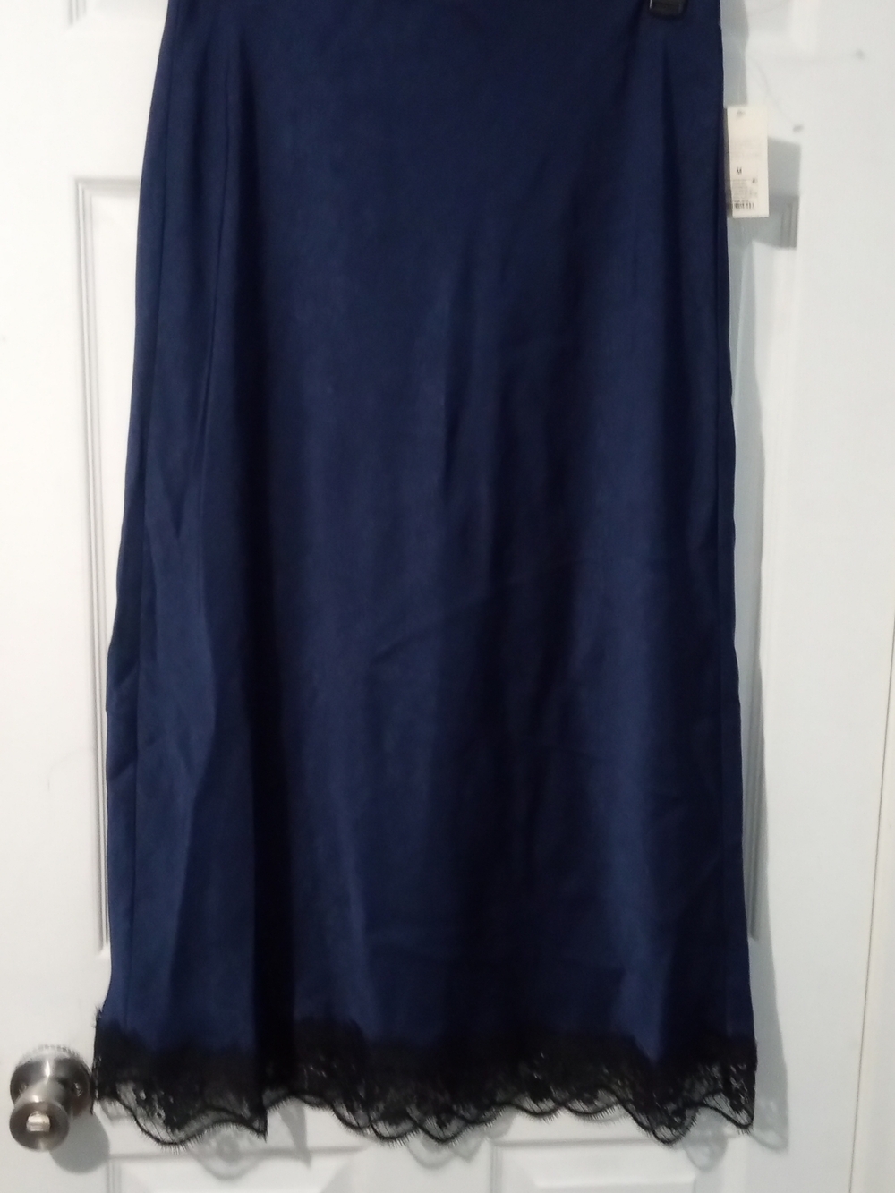 a new day Navy A-Line Maxi Skirt with Black Lace Hem
